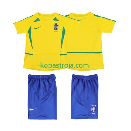 Billiga Fotbollströjor Brasilien Retro Barn Hemma tröja 2002 Kortärmad